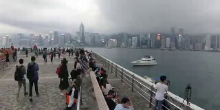 4K时间在香港维多利亚港的旅游人群假日时间