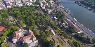 塞尔维亚贝尔格莱德市和萨瓦河的航拍图