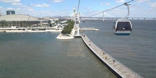 缆索或索道和公共交通通过海湾或河流，葡萄牙里斯本