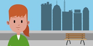 女人在城市高清动画