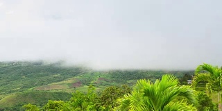 雨和云覆盖的农村地区