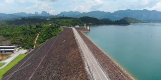 泰国苏拉特他尼Chiaw lan大坝的4k鸟瞰图。