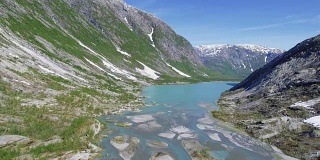 鸟瞰挪威Nigardsvatnet Jostedalsbreen国家公园附近的Nigardsvatnet冰川