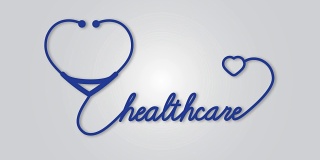 健康-带有心脏图标的听诊器。医疗保健医疗概念运动图形镜头