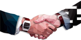 低聚商人握手，商业伙伴关系，一起，志愿和帮助的概念。运动画面