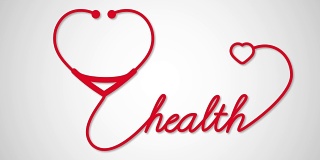 健康-带有心脏图标的听诊器。医疗保健医疗概念运动图形镜头