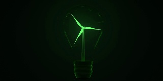 灯泡里的风力涡轮机的3d动画
