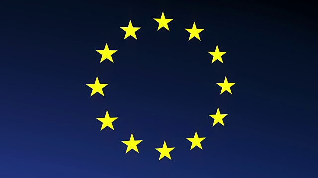 欧盟国旗因危机而陨落的动画剪辑。