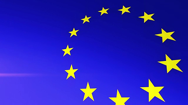 欧盟旗帜淡蓝色4k动画短片。