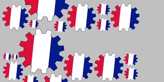 法国国旗齿轮塑造欧元符号