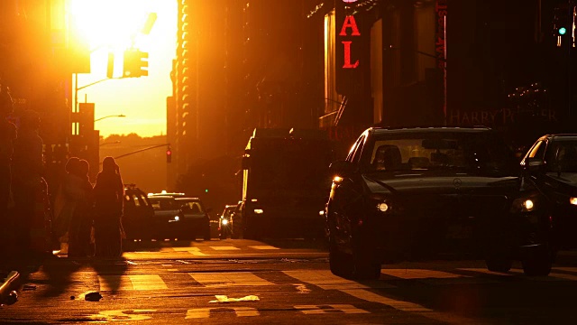 Midtown Manhattan Sunset Street Scene