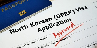 在朝鲜朝鲜签证申请表中获得批准