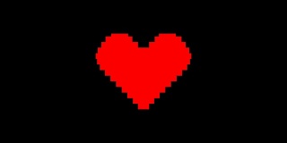 4k像素心脏形状的跳动动画在黑色背景