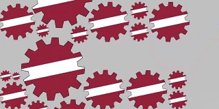 拉脱维亚国旗齿轮塑造欧元符号