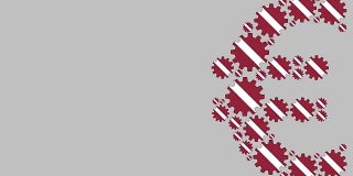 拉脱维亚国旗齿轮塑造欧元符号