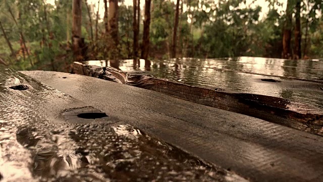 雨水在木板上纹理。