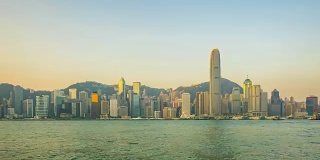 时间推移视频香港城市天际线与维多利亚港的时间推移4K