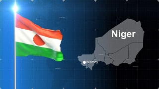 带地图的尼日尔旗视频素材模板下载