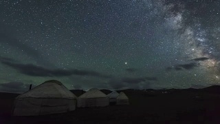 银河系正在穿越帐篷营地上空的星空视频素材模板下载