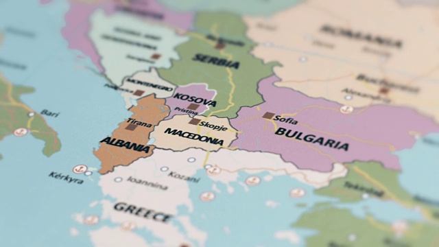 世界地图上的欧洲和马其顿