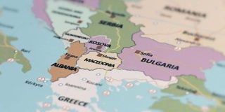 世界地图上的欧洲和马其顿