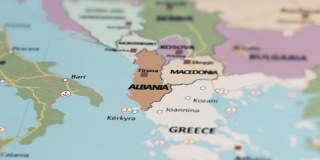 世界地图上的欧洲阿尔巴尼亚