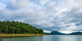 T/L美丽的湖泊，热带山脉和蓝天的倒影