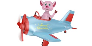 飞机上的小猪圣诞快乐